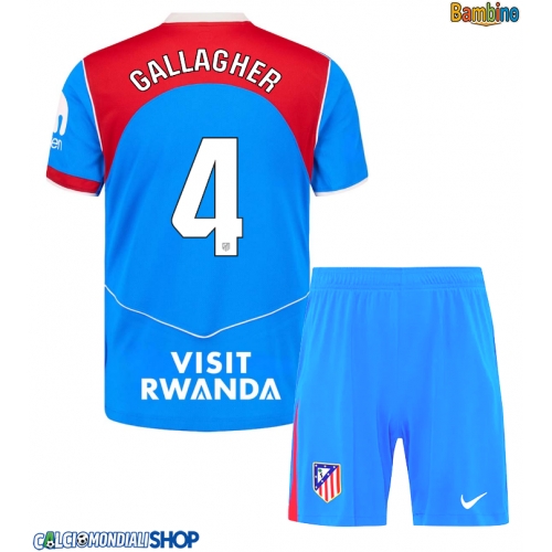 Maglie da calcio Atletico Madrid Conor Gallagher #4 Terza Maglia Bambino 2025-26 Manica Corta + Pantaloni corti)